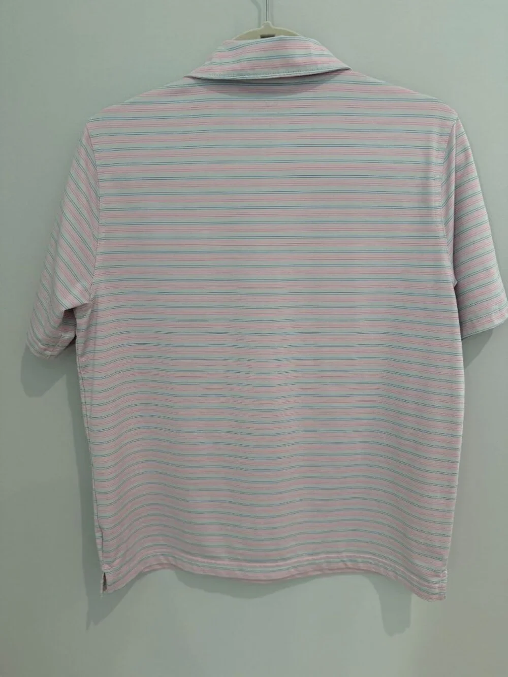 Vineyard Vines Boys XL 18 Performance Polo Shirt Pink Blue Striped Short Sleeve